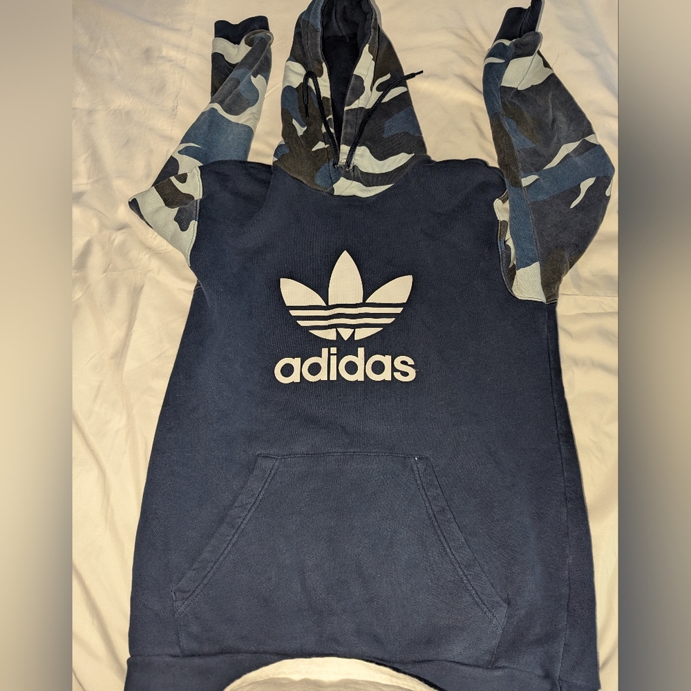Men's Medium Adidas Blue‎ Camo Hoodie
